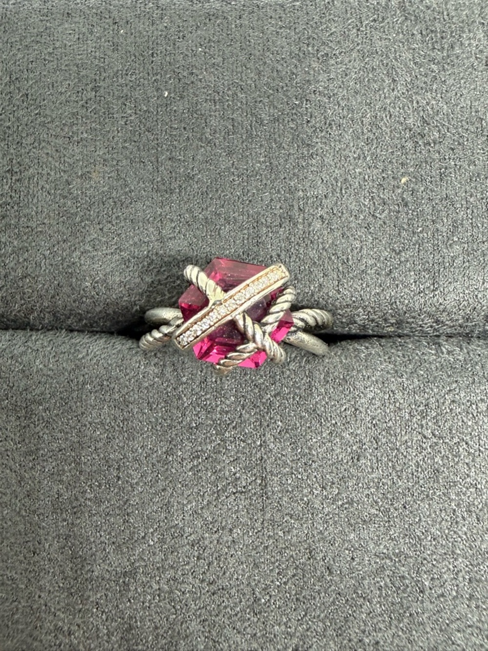 David Yerman, pink tourmaline wrap ring with white diamonds